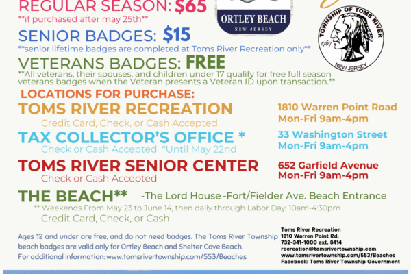 Toms River Beach Badge